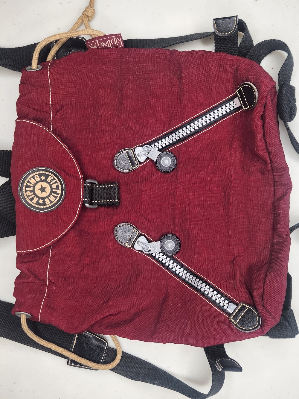 Kipling Mini Backpack Red Nylon – Lightweight Travel Bag - Picture 2 of 6